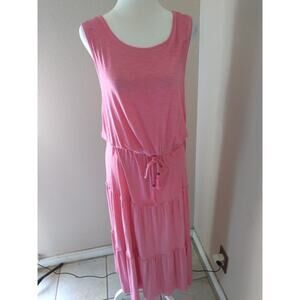 Knox Rose Maxi Dress Pink Tiered Sz L Beach Boho Fairy
